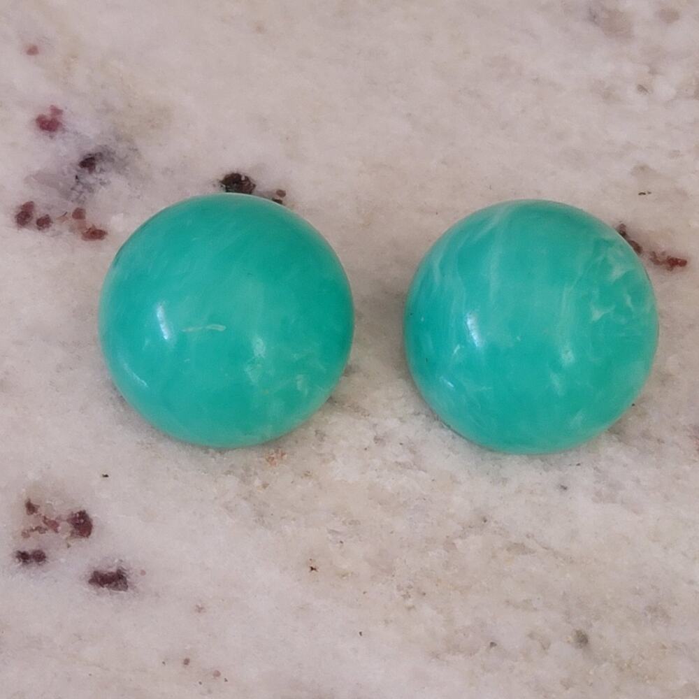 Vtg Round Dome Plastic Clip-on Earrings - Picture 1 of 4